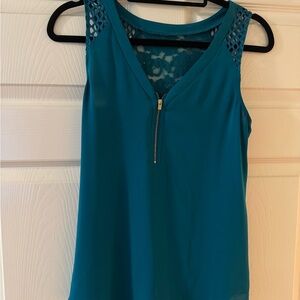 Express Teal Lace Accent Blouse